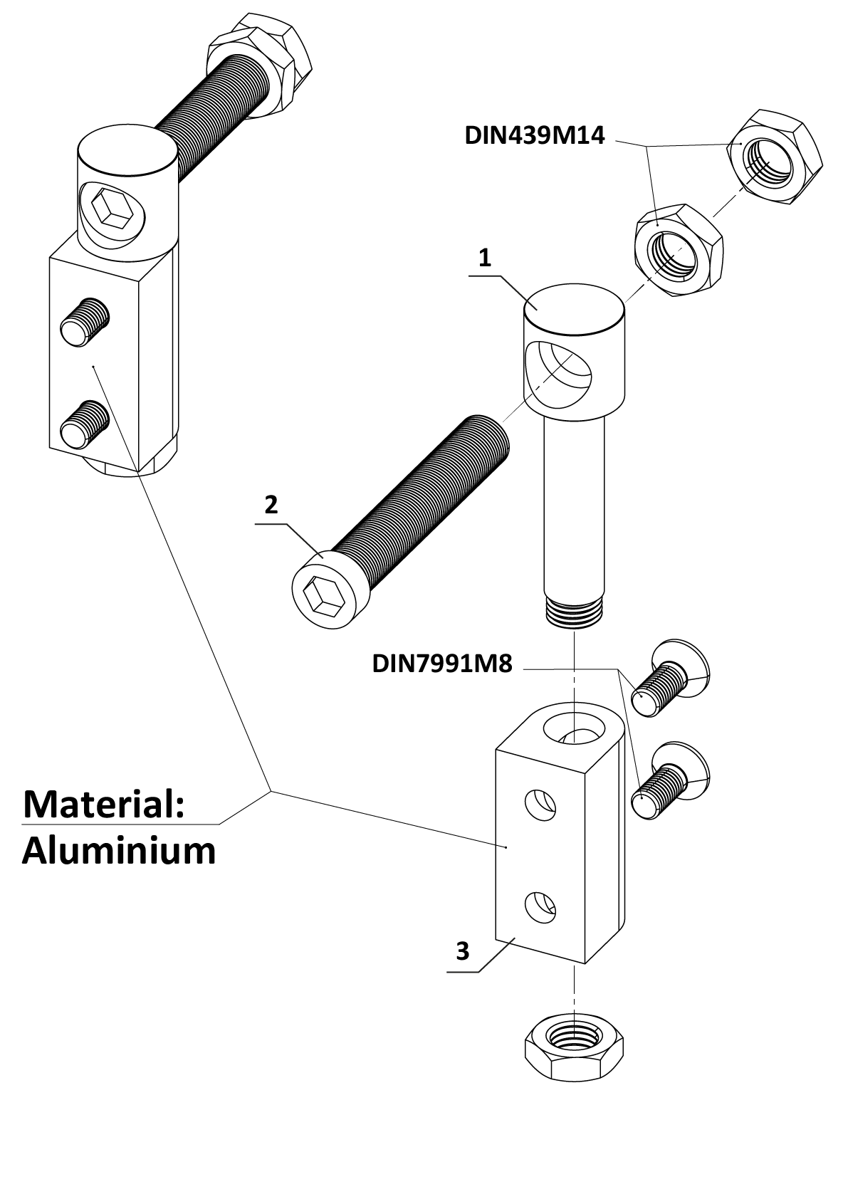 Zawias regulowany do przykręcania, stal nierdzewna/aluminium