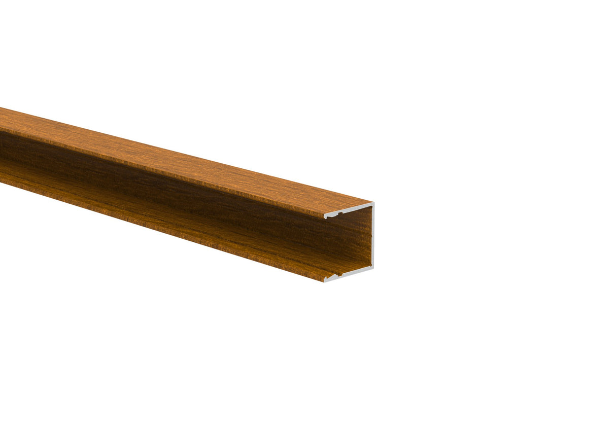 Aluminiowy adapter do ogrodzeń do wypełnień 20 mm i do systemu elewacyjnego, 25 × 25 – 6,0 m – dekor drewna ZŁOTY DĄB –