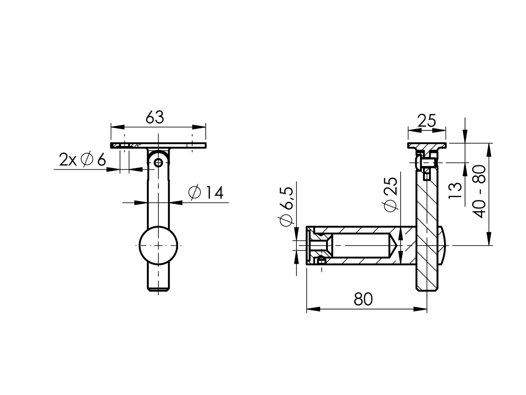 Uchwyt poręczy na słupek płaski