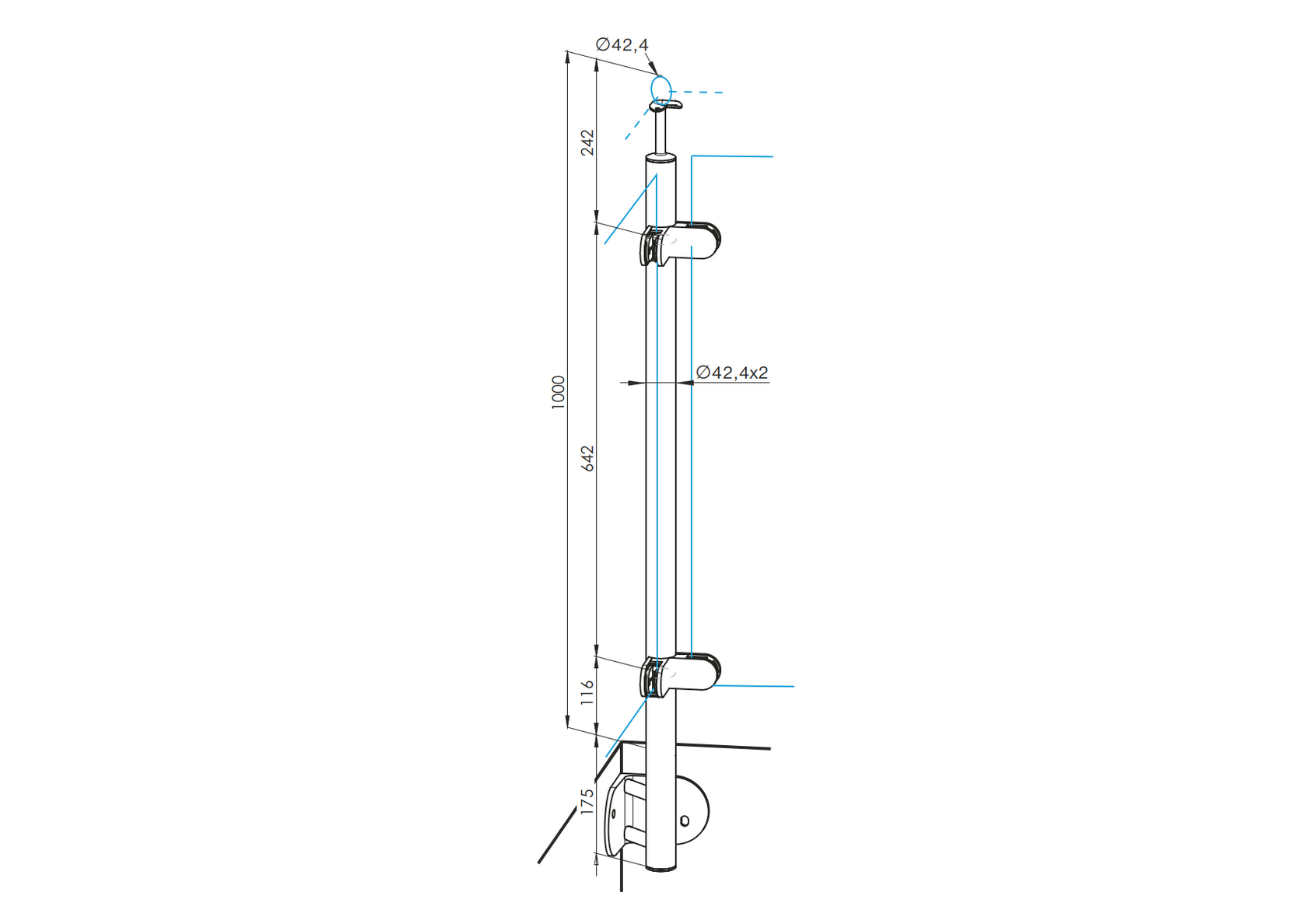 Słupek nierdzewny -prosto