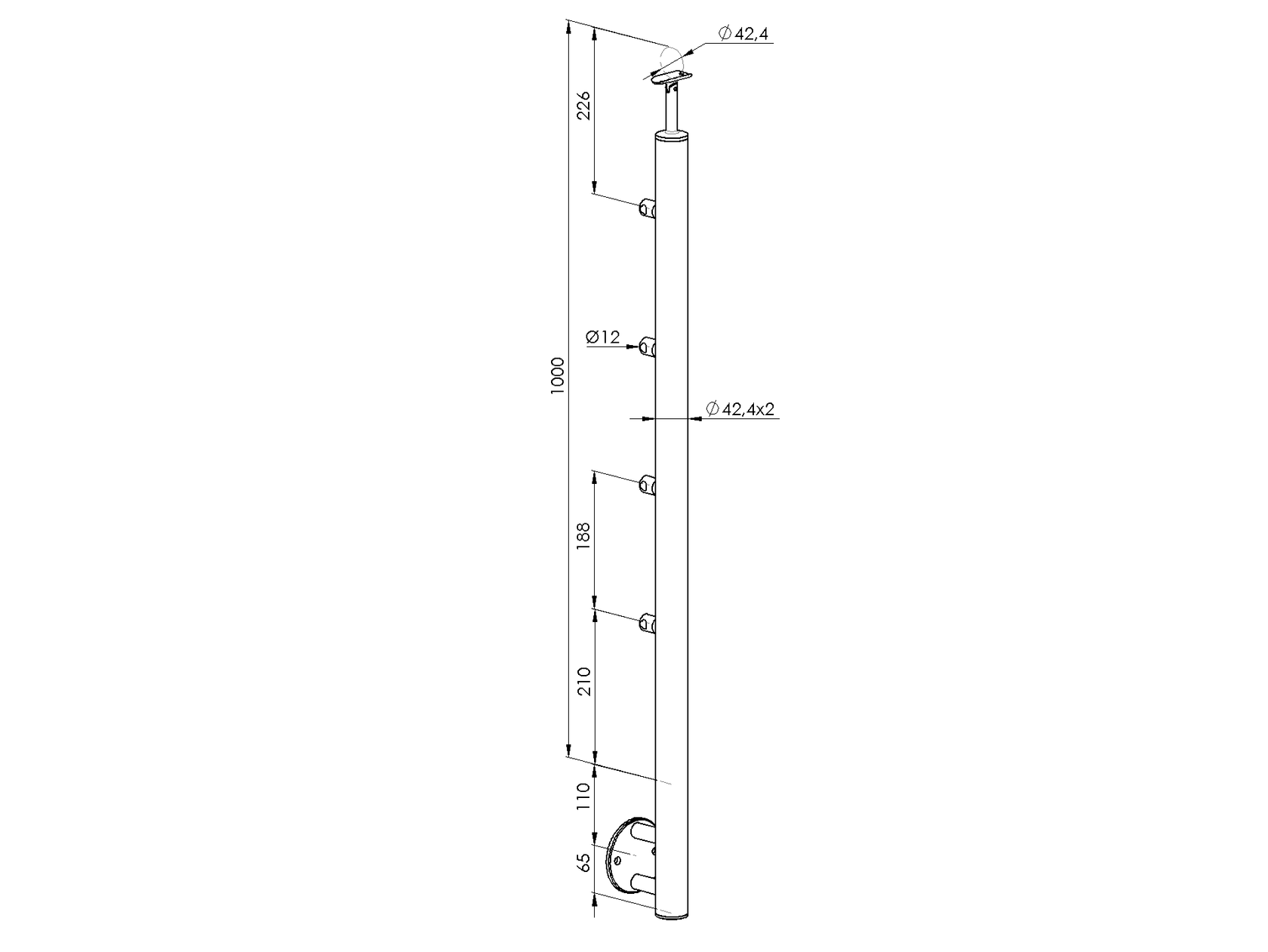 Słupek nierdzewny schodowy