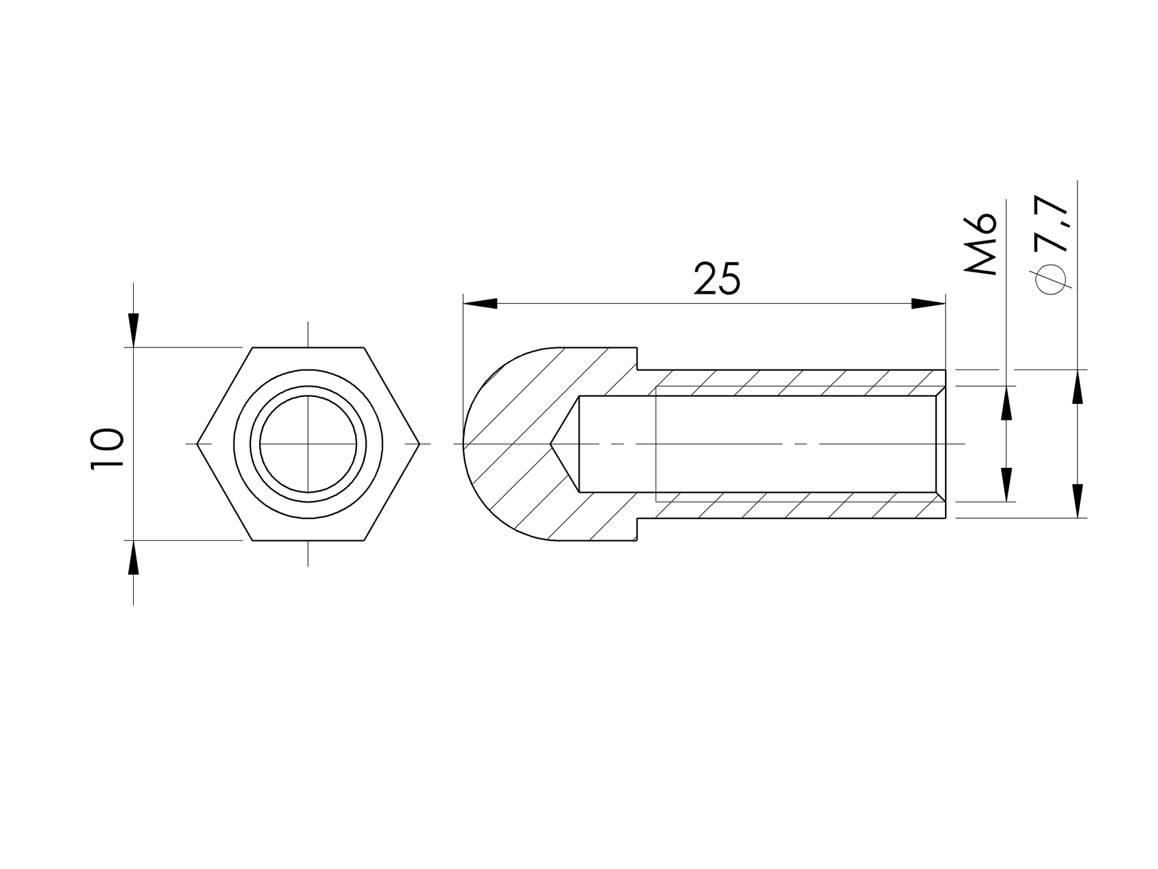 Mocowanie linki AISI316, M6