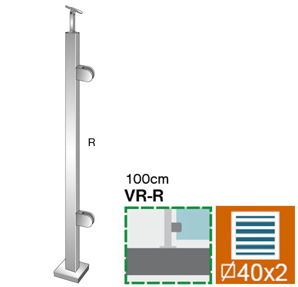 Słupek nierdzewny -prosto AISI304, 40x40x2/2xmodel