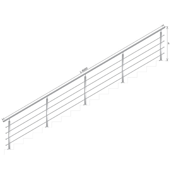 Balustrada nierdzewna AISI304, 40x40x2/4xd12/H900/