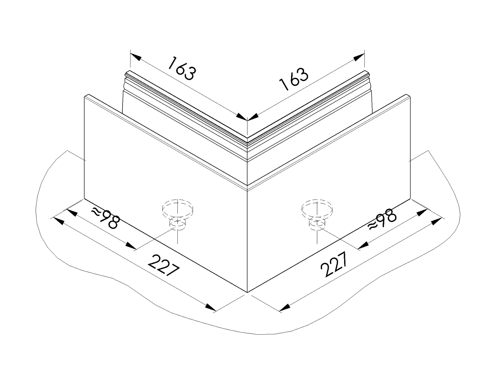 Profil balustrady szklanej Al AL/ELOX/Satin L195mm