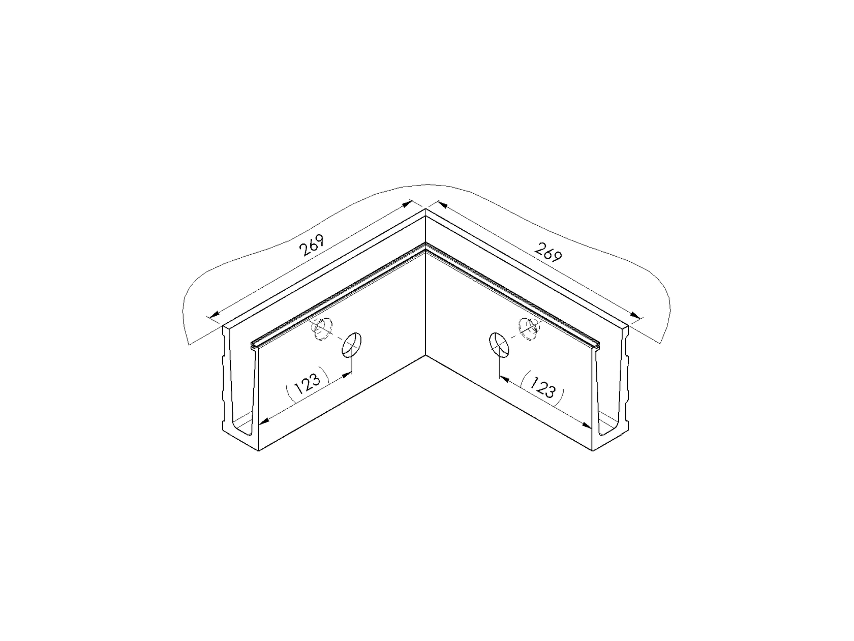 Profil balustrady szklanej Al-boczny AL/ELOX/Satin