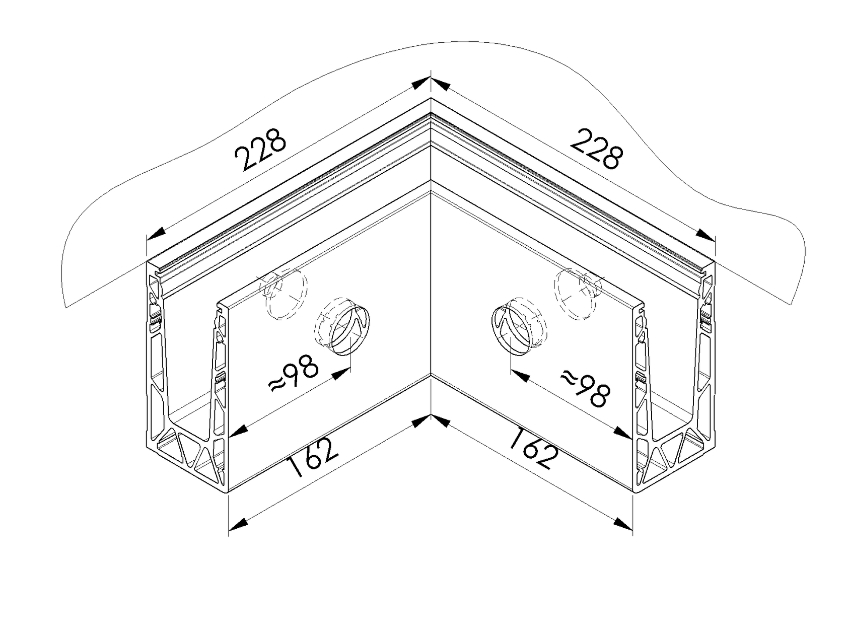 Profil balustrady szklanej Al-boczny