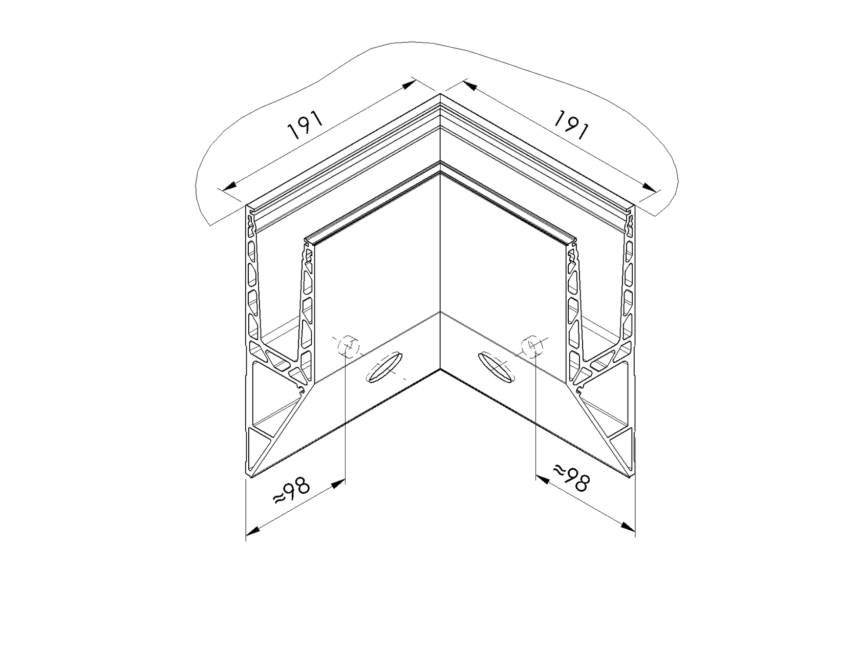 Profil balustrady szklanej Al-boczny