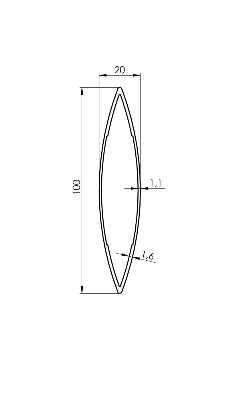 Aluminiowa żaluzja ogrodzeniowa owalna 20x100-6000mm