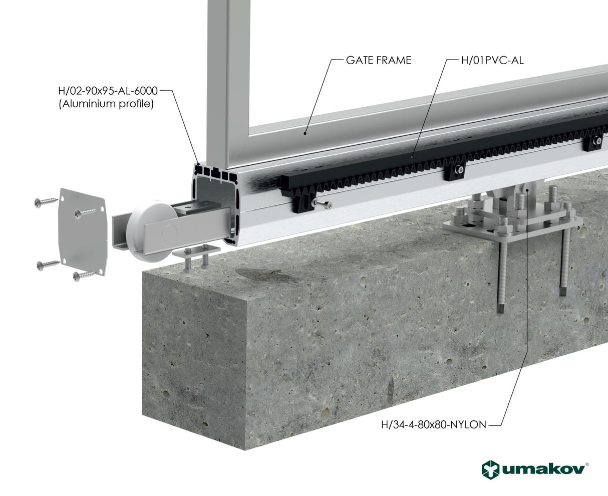 Prowadzenie dolne profila AL 90x95