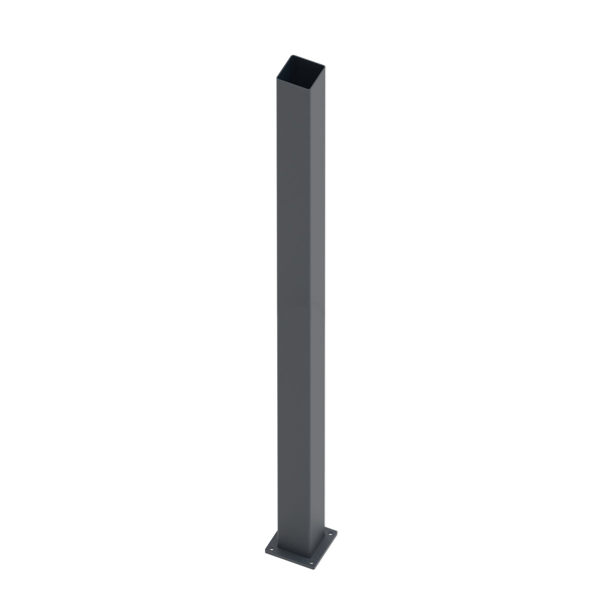 Słup nierdzewny 100x100-2000 z kołnierzem mocującym - Antracyt RAL 7016