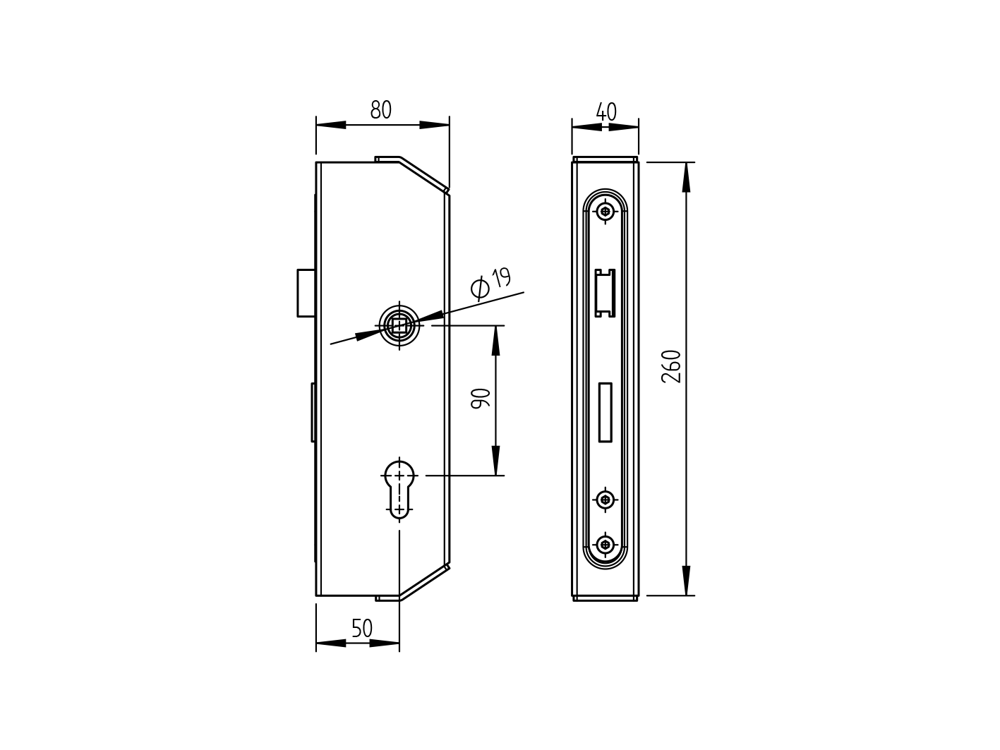 Kaseta ozdobna z zamkiem dla profili 40×40