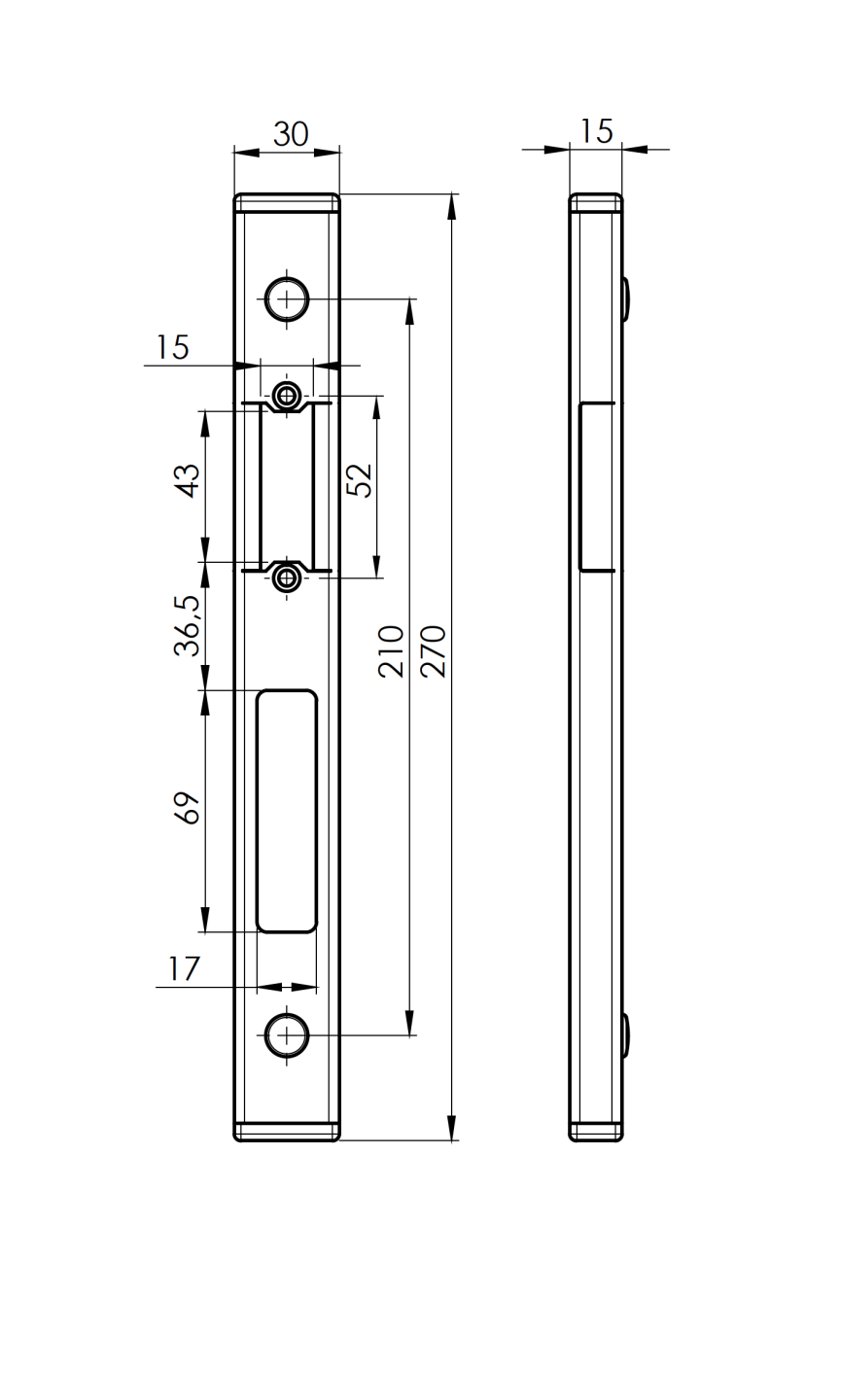 Osprzęt bram 30x15, Inox