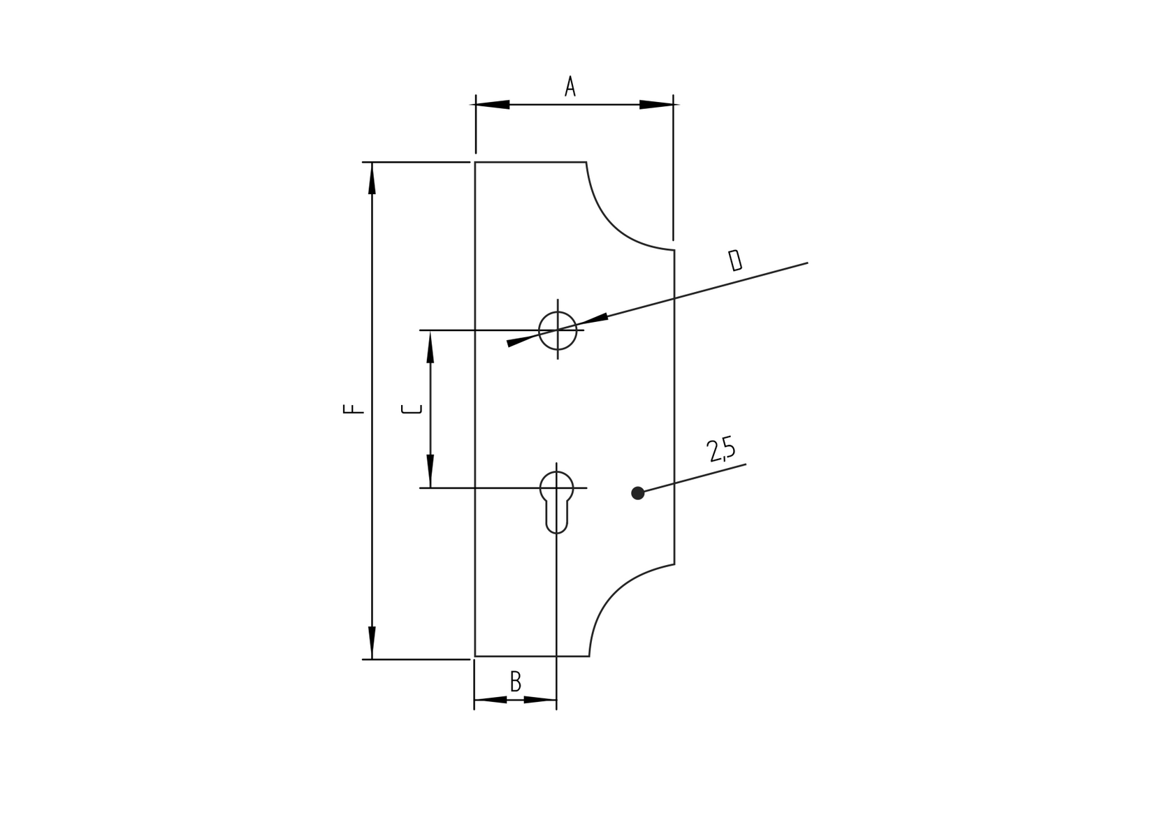 Szyld zdobiony z otworami 285x112, t2,5 d20mm,90mm