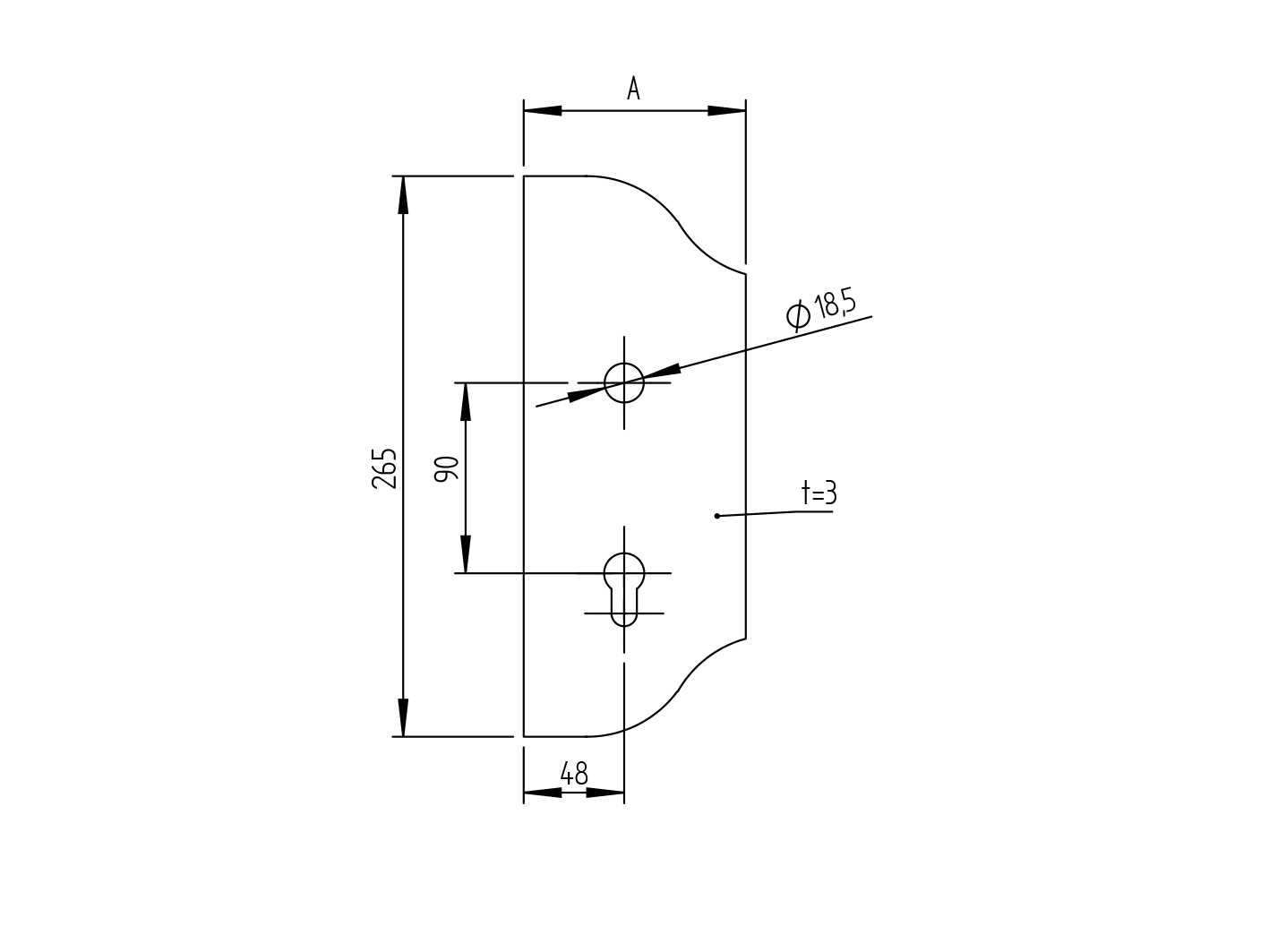 Szyld zdobiony l 265x105, t3, a90, D19mm