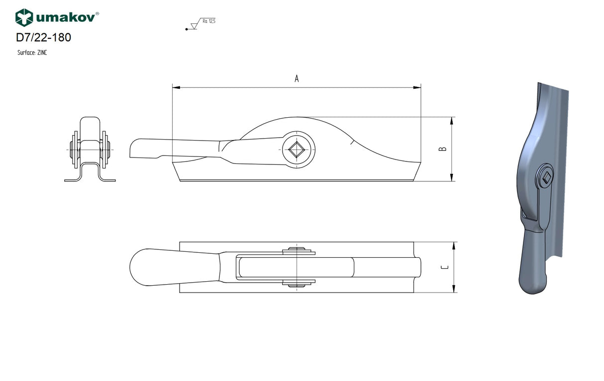Osprzęt bram Zn, L180mm