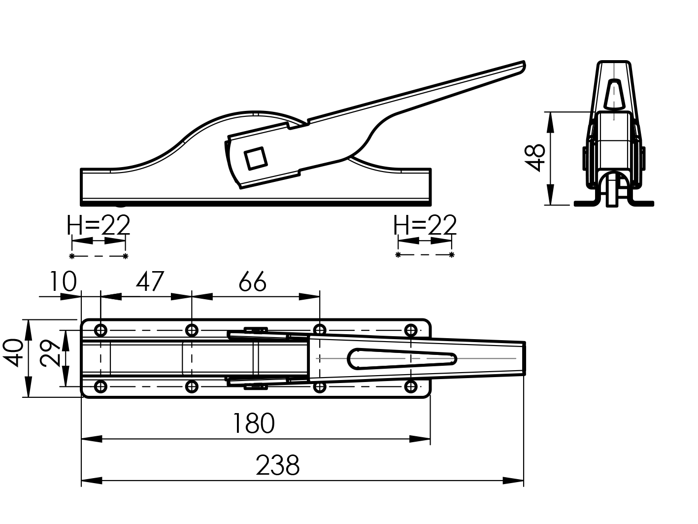 Osprzęt bram Zn, L180mm