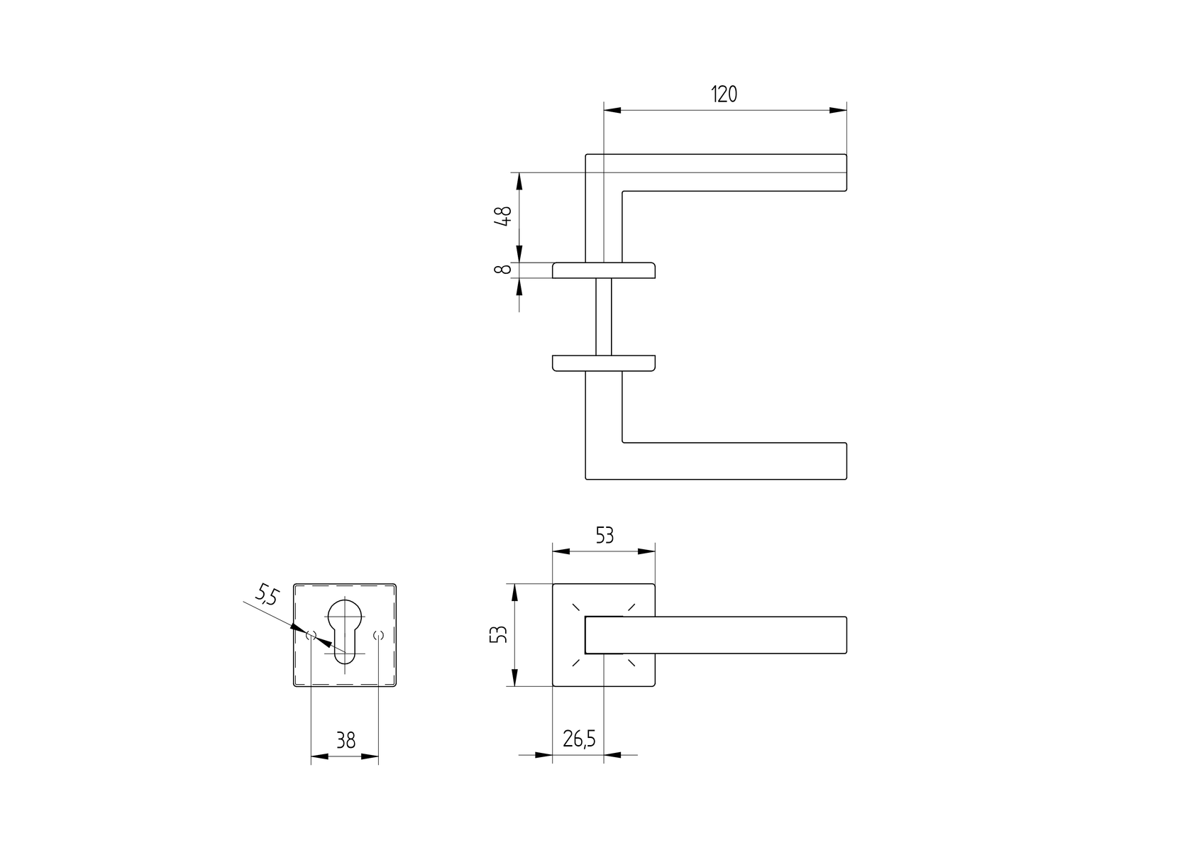 Klamka z szyldem AISI 304, K320