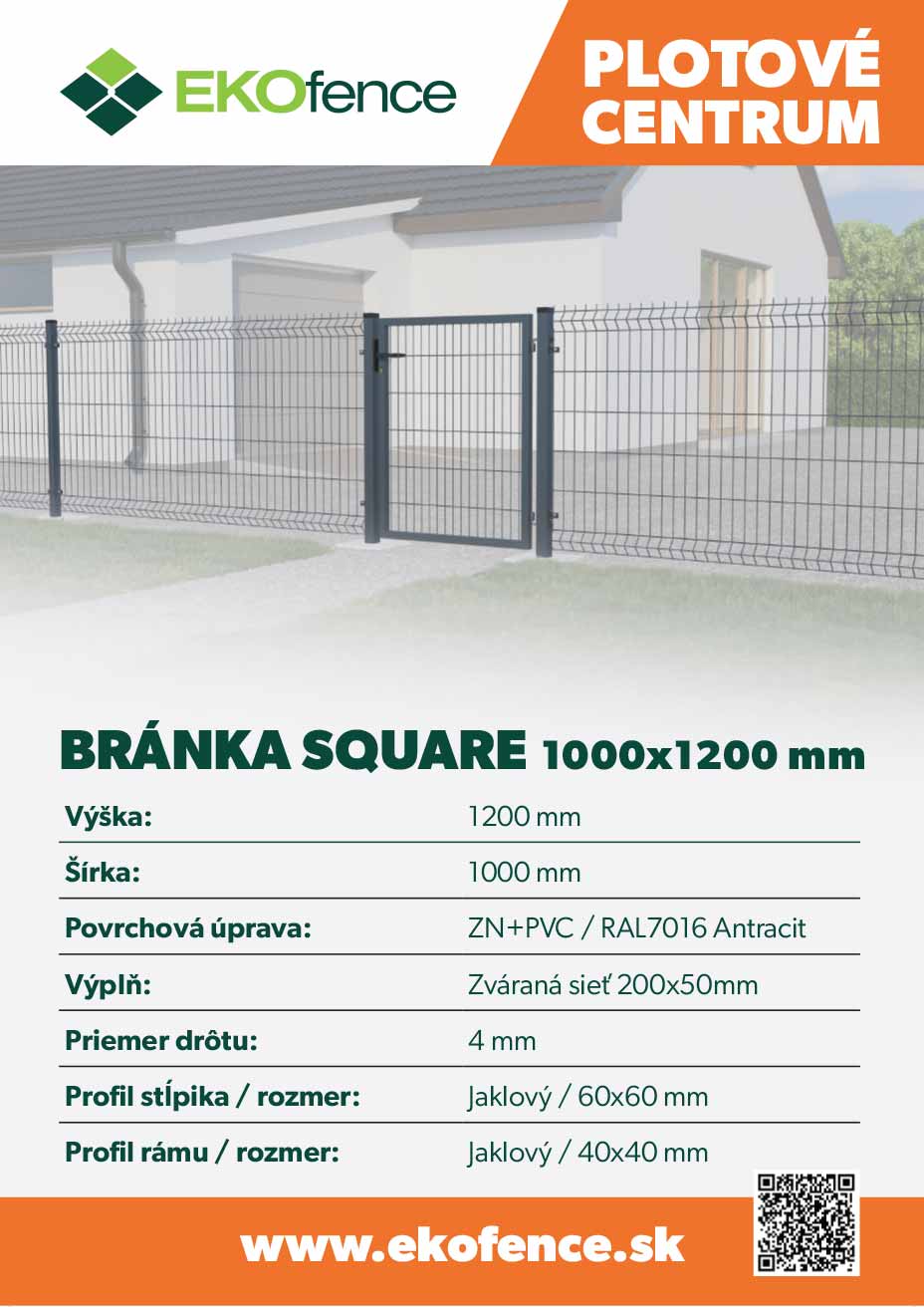 Brama 1kr. SQUARE ZnPVC 1000x1200mm antracyt