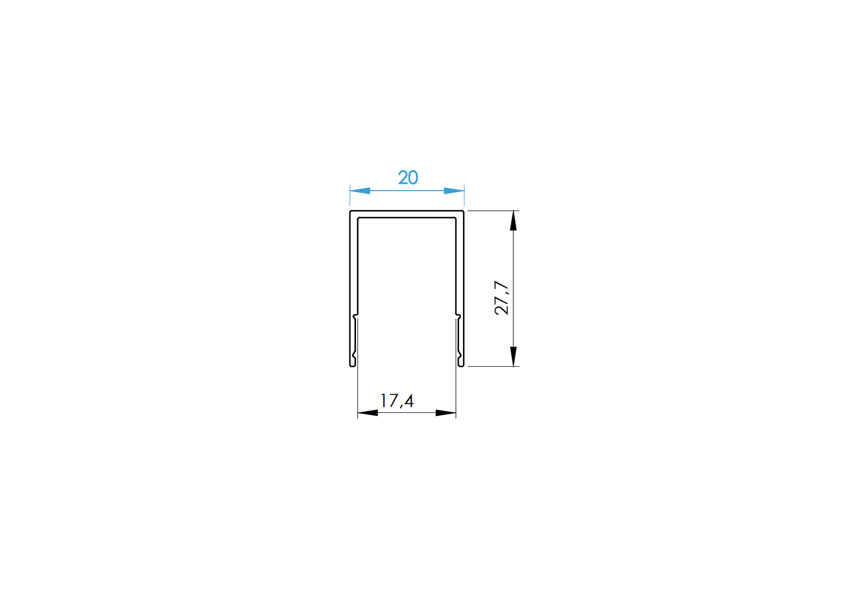Aluminiowa listwa wykończeniowa górna wypełnienia FG/F20