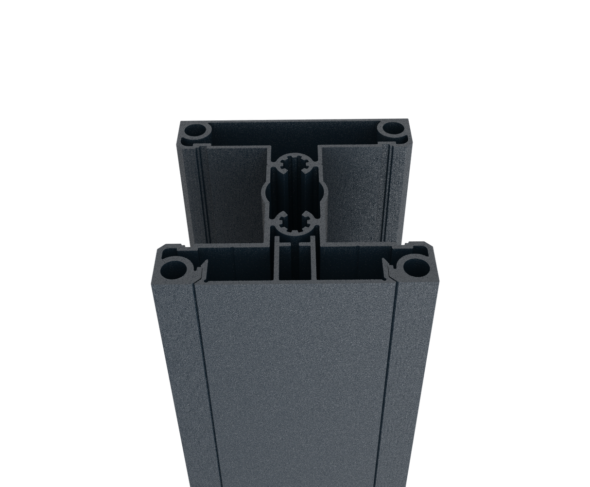 Zestaw aluminiowego słupka 70x70 i szyny maskującej - 1850mm R7016