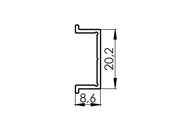 Wąska listwa maskująca do profili słupkowych 1850mm R7016