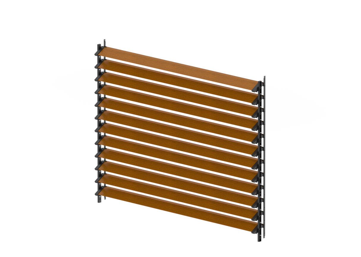Set čierny ZN oceľový horizontálny naklápací systém 1,07 m s 1,5 m Drevo dekor ZLATÝ DUB kosodĺžnikovou výplňou 20x105