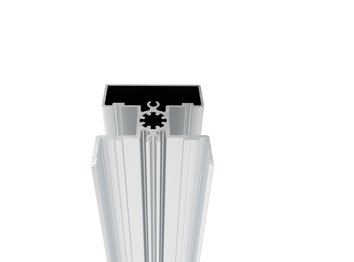 Aluminiowy słupek ogrodzeniowy 50 × 60 mm – 6 m – Natural - do wypełnień o szerokości 20 mm