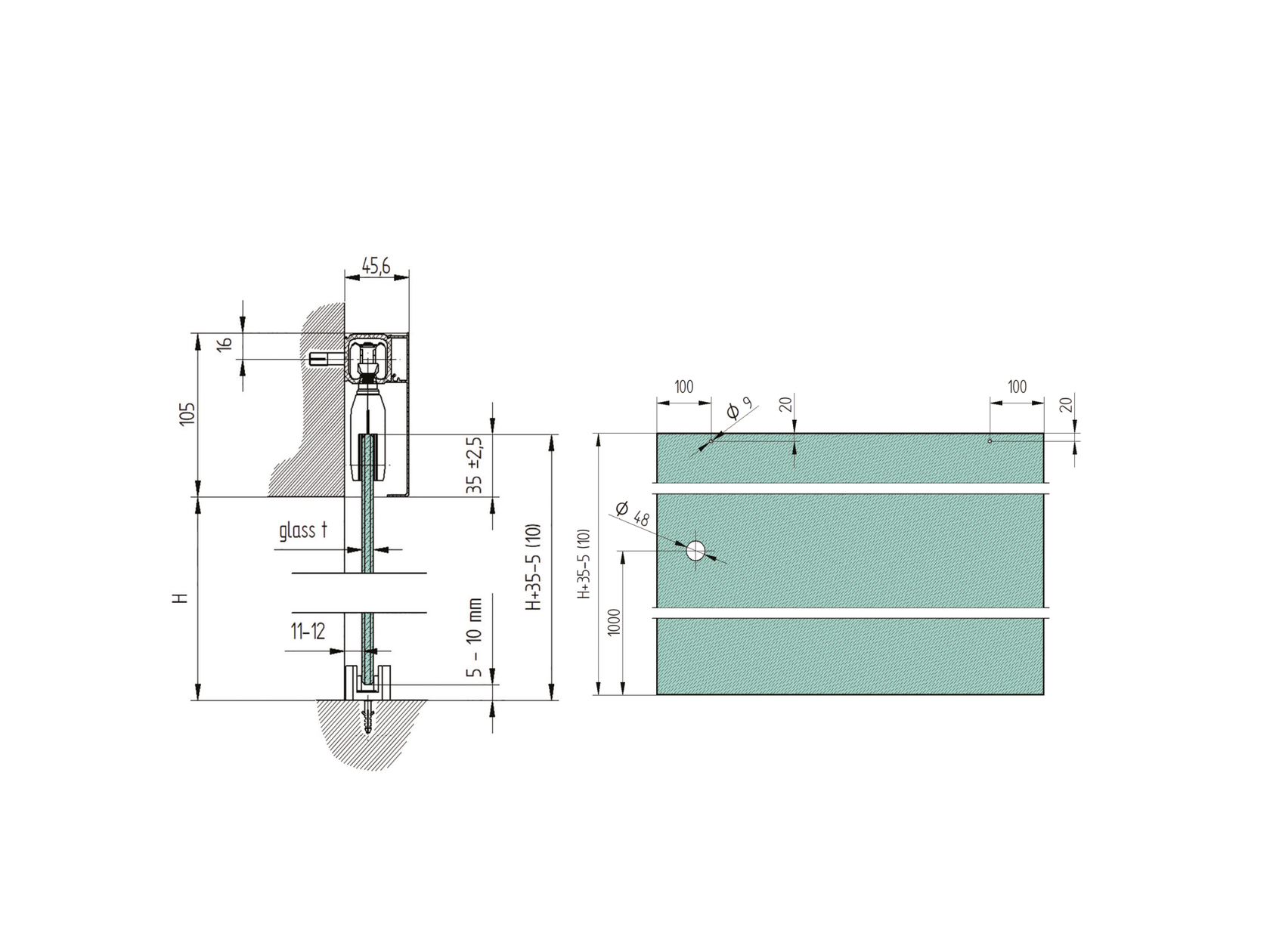 Okucia -drzwi przesuwne- listwa AL