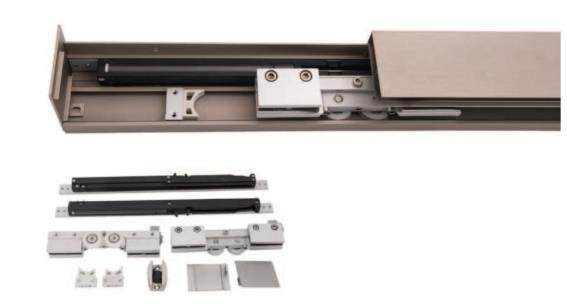 Okucia -drzwi przesuwne- listwa 2x soft-stop + fix