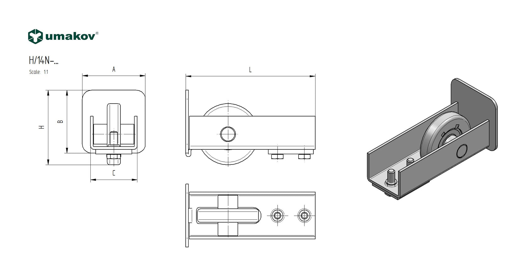 Kółko dojazdowe, stal nierdzewna profile 76x76mm