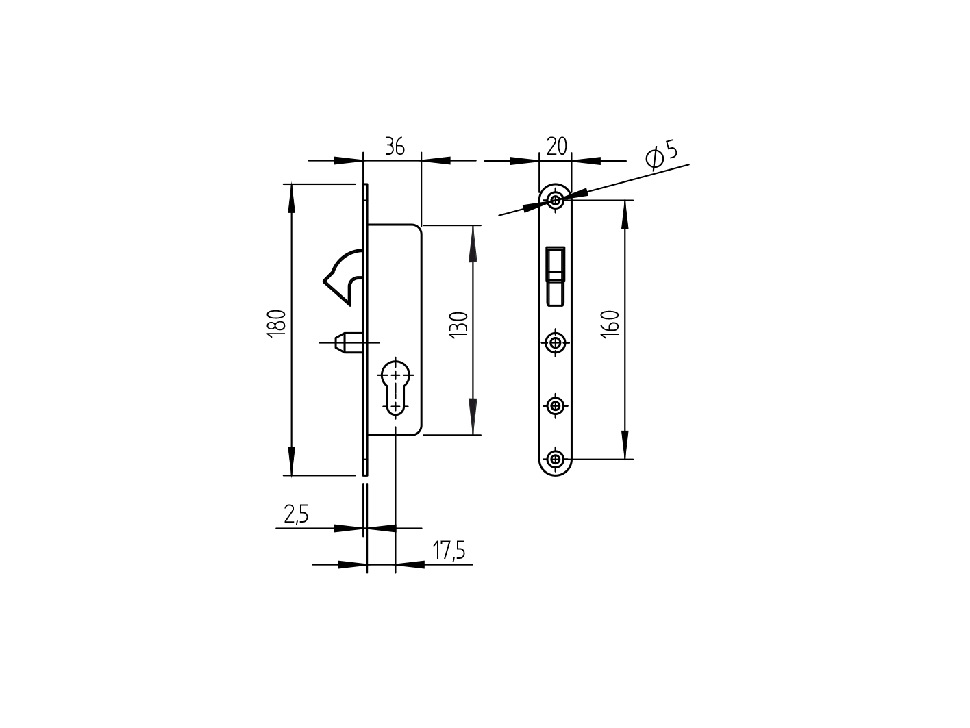 Blokada do bram przesuwnych 130z34mm