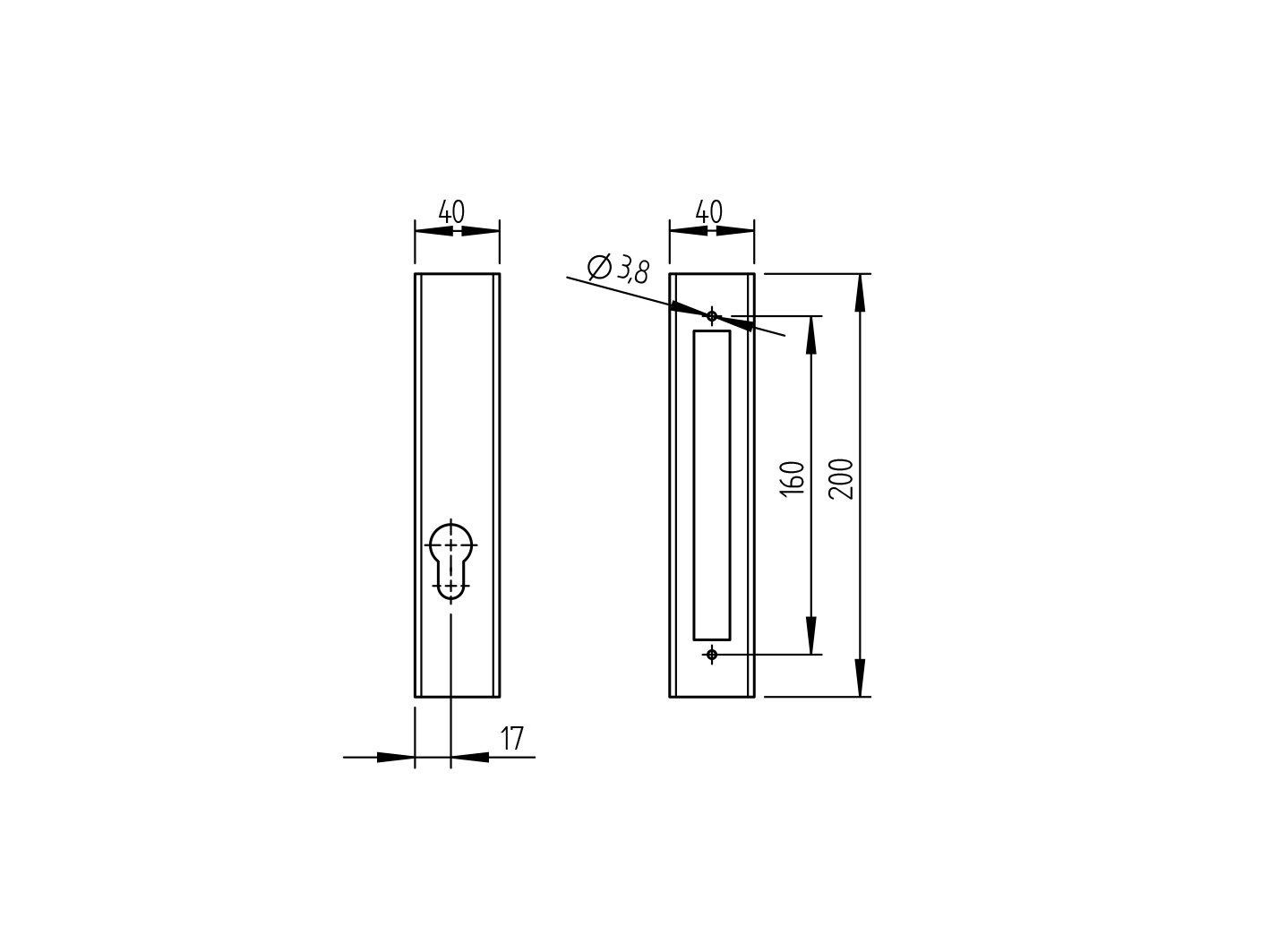 Obudowa zamka H/36-20A, Inox 40x40mm