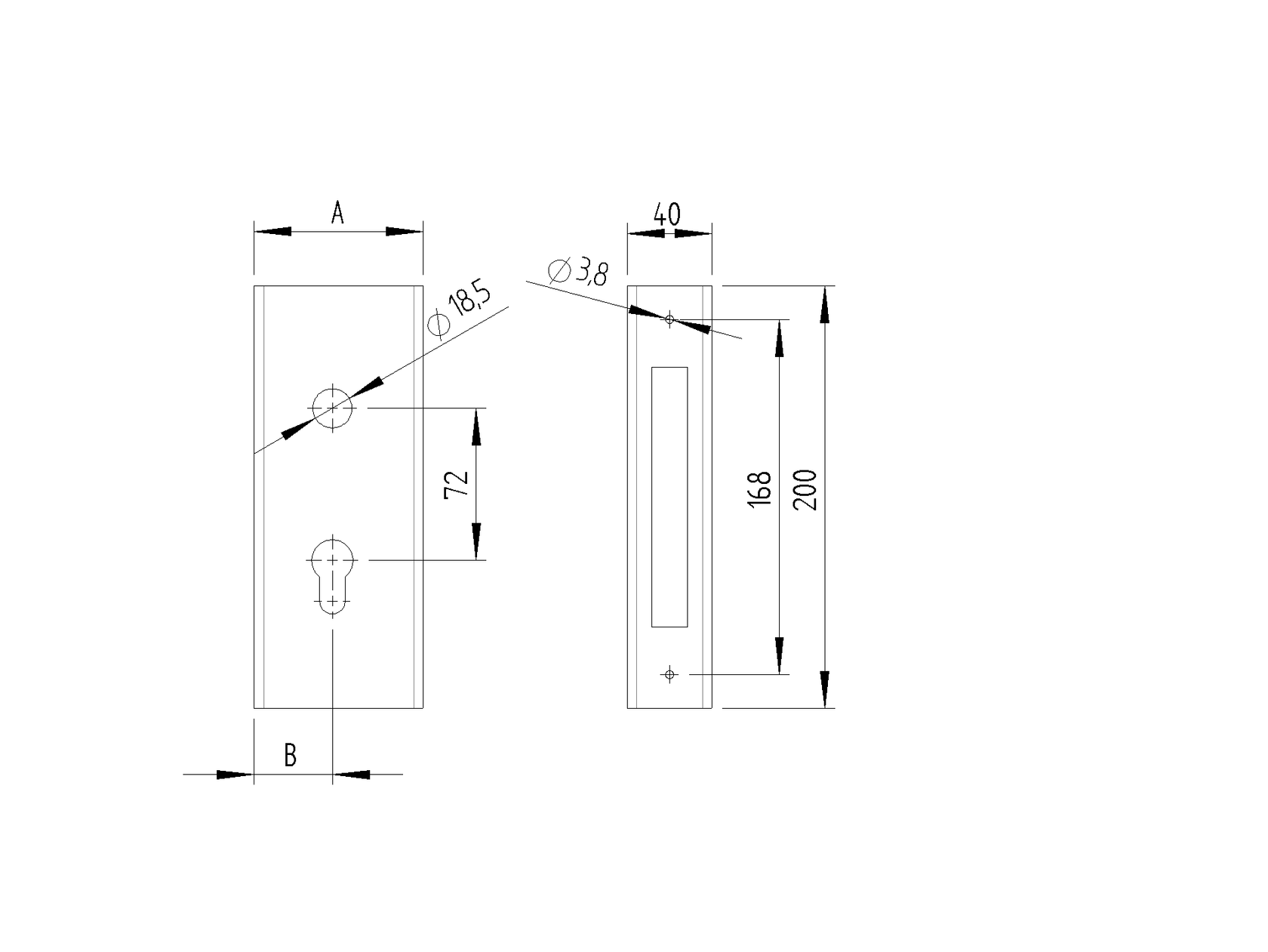 Obudowa zamka H/36-30A 60x40mm