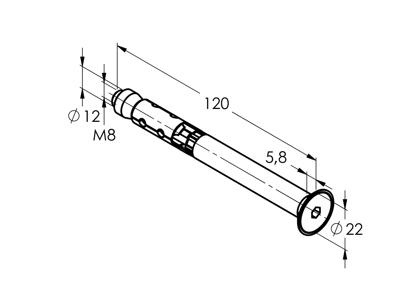 Kotwa do dużych obciążeń z wkrętem z łbem stożkowym M8,stal nierdzewna