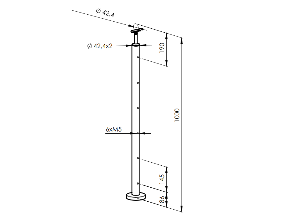 Słupek nierdzewny uzbrojony
