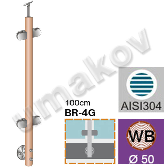 Drewniany słupek BUK, prosto, 180°