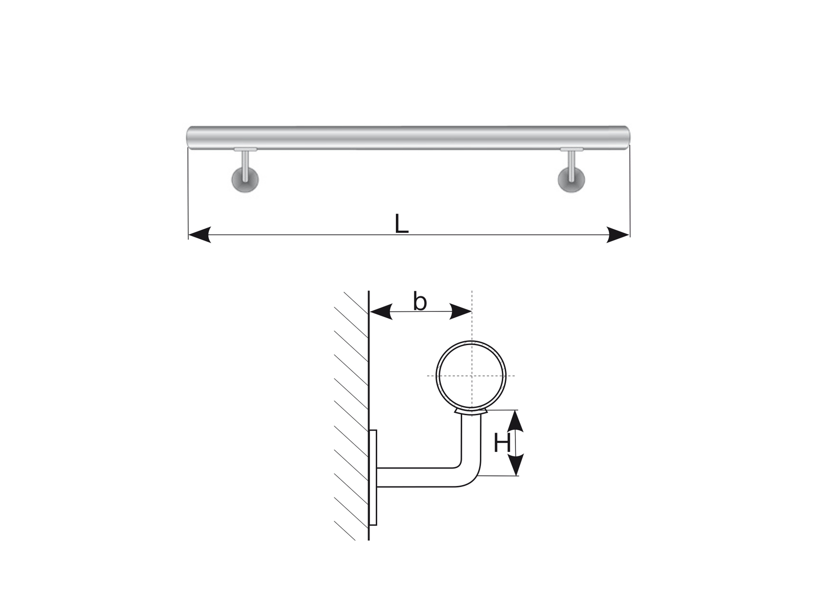 Porecz scienna AISI304, D42,4/L3000mm