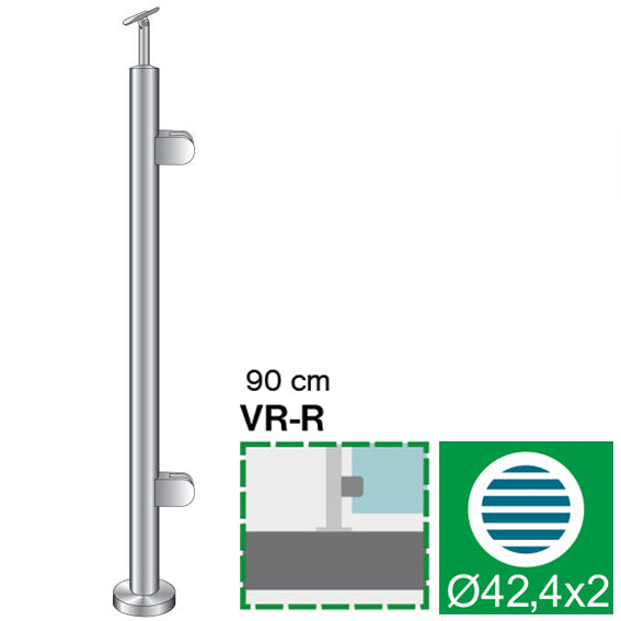 Słupek nierdzewny - prosto AISI304, D42,4/2xmodel2