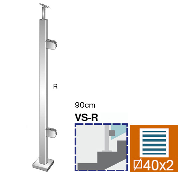 Słupek nierdzewny AISI304, 40x40x2/2xmodel22/H900m