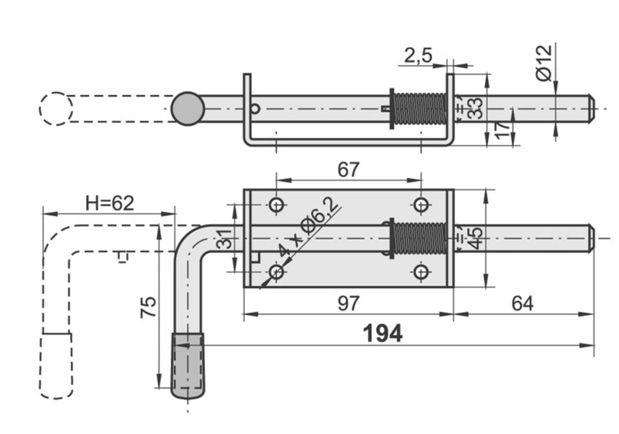 Zamkniecie bramy Zn, L200mm