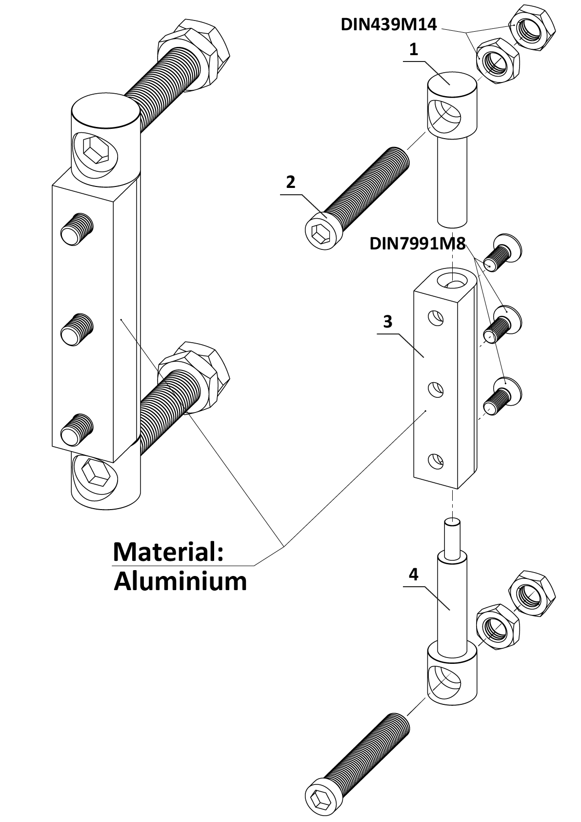 Zawias regulowany do przykręcania, stal nierdzewna/aluminium