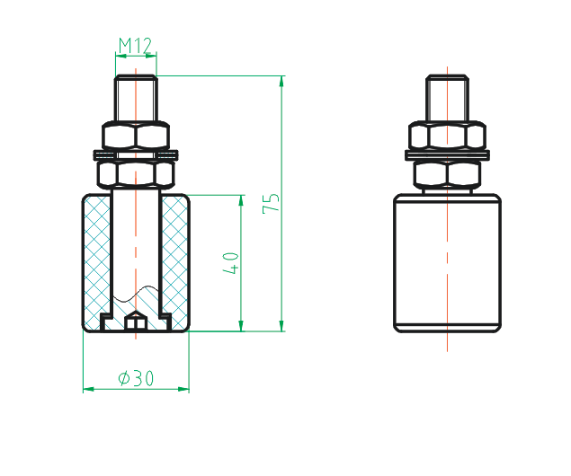 Rolka tworzywowa Zn, D30mm, white