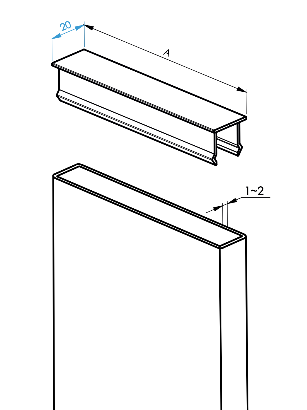 Osłona pionowego wypełnienia 20x100x1 - R8017