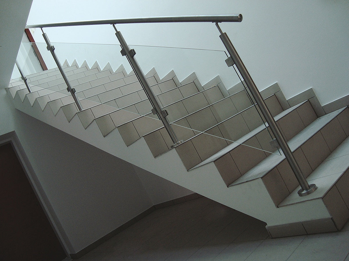 Słupek nierdzewny D42,4 - 2xSzkło h=100cm AISI304,