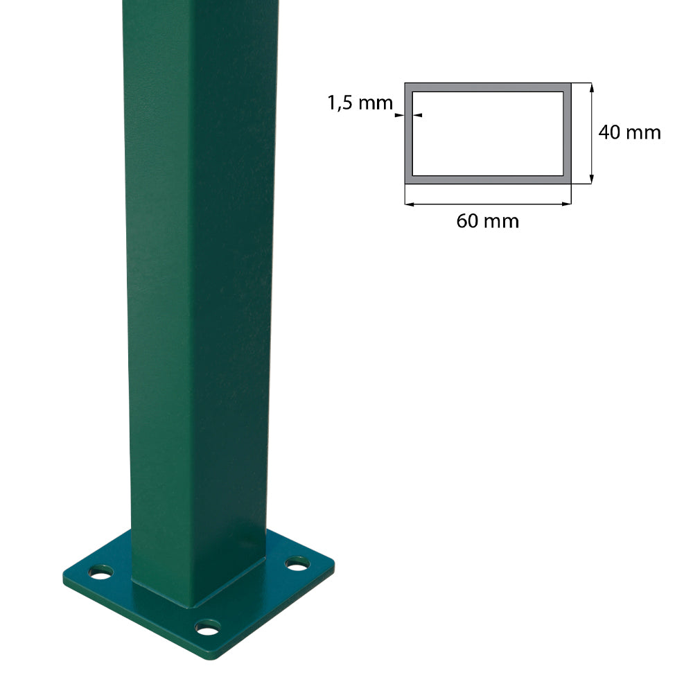 Post 60x40mm with ZnPVC foot 1200mm green