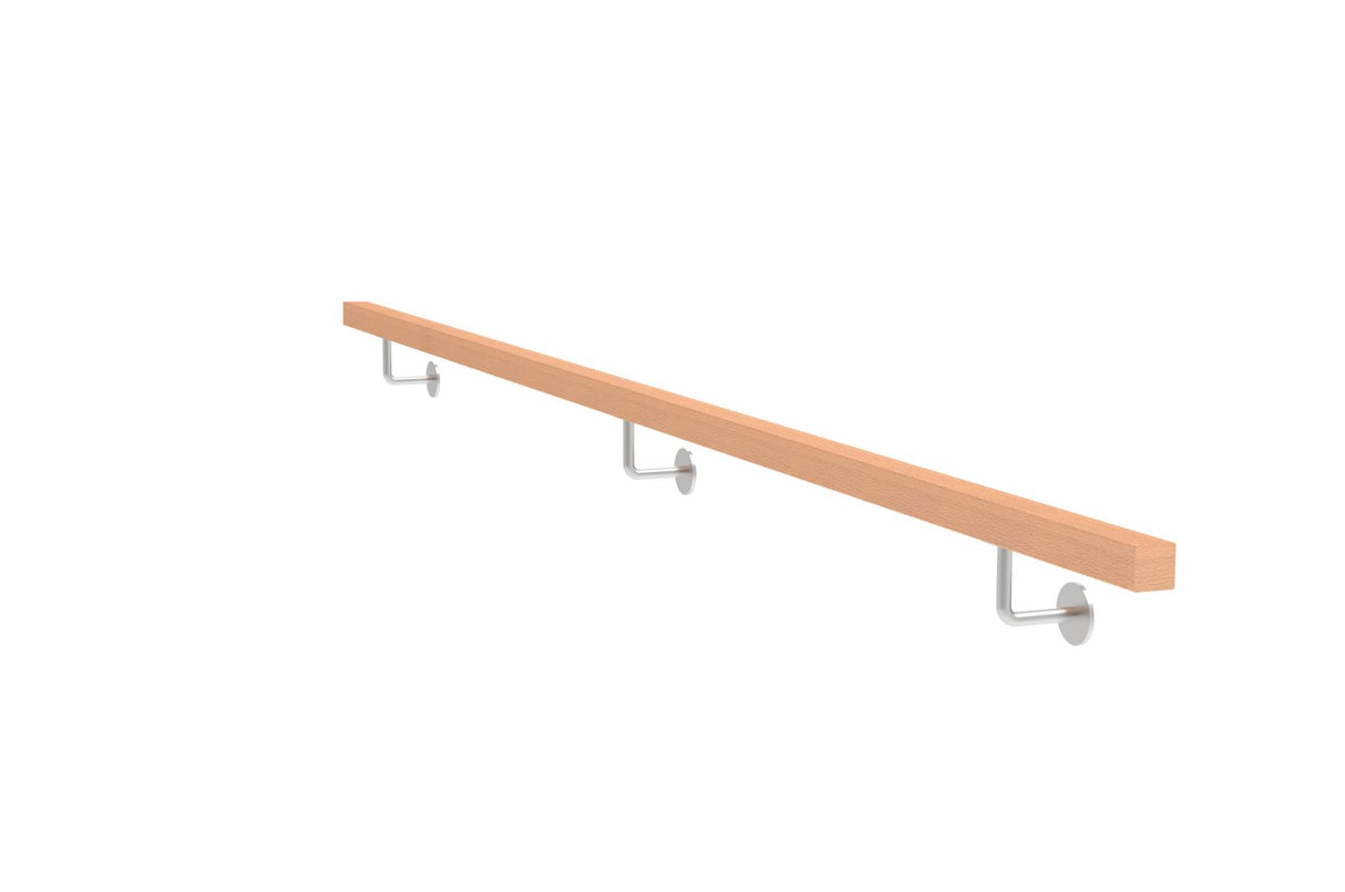 Uchwyt z drewna bukowego i poręcz AISI304, JP40x40mm/L3000mm