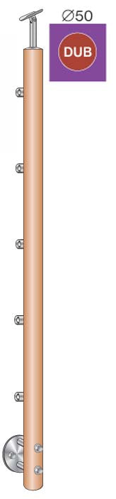 Drewniany słupek DUB (OAK) D50mm, 5xd12mm, v=100cm