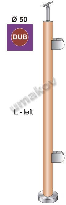 Słupek dębowy Fi 42,4 mm. 2x uchwyt słzka, h=100cm