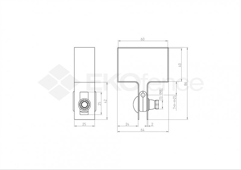 Końcówka obejmy na słupek ZnPVC 60x40mm czarna M